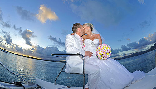 Mariage sur un catamaran sur l'Ile Maurice