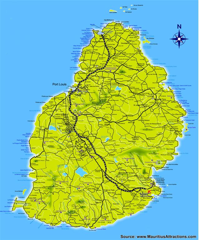 carte routiere ile maurice a imprimer Carte routière de l'île Maurice   Vacances Maurice